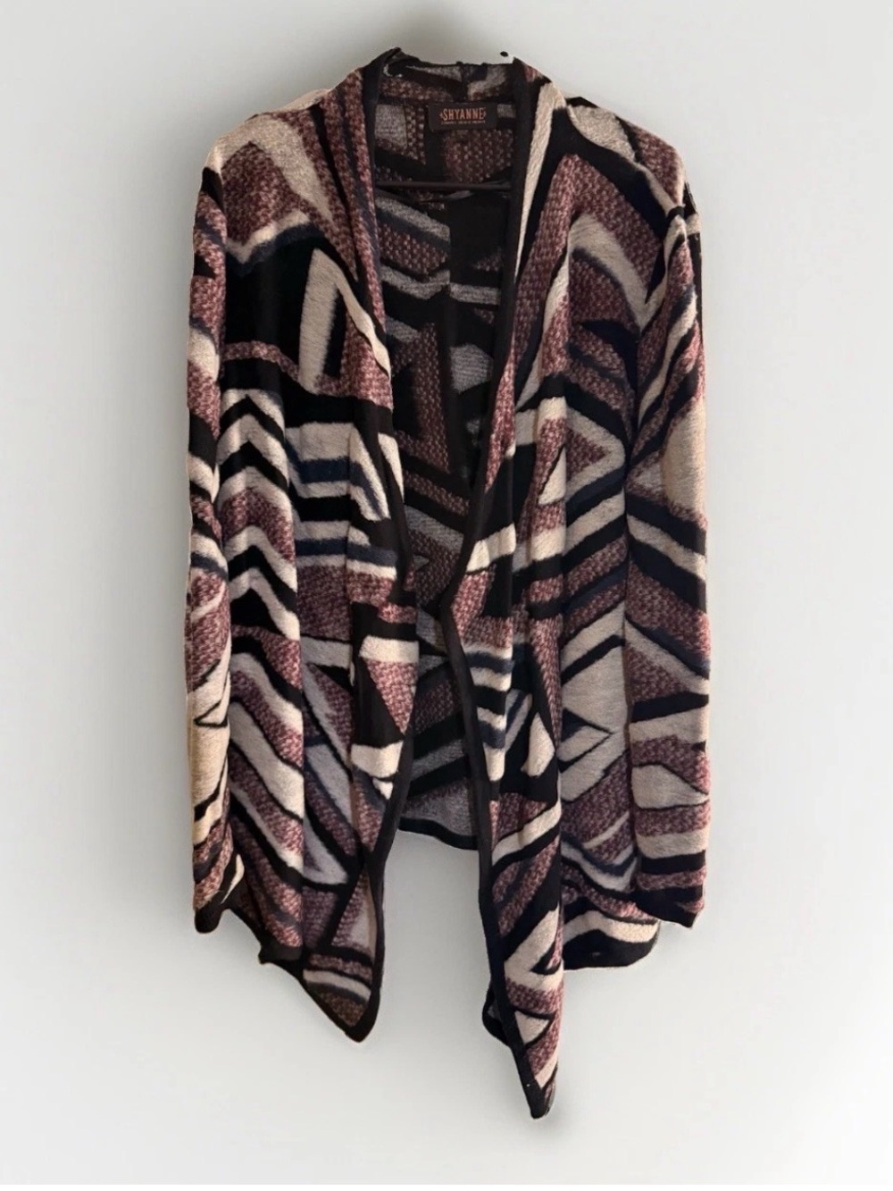 Shyanne Geometric Aztec Knit Cardigan Womens Size L‎ Open Front Southwest Boho